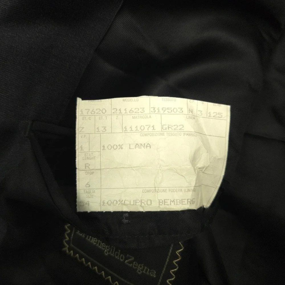 Ermenegildo Zegna Super 100s Wool Blazer IT54 Black Made Italy Sport Coat